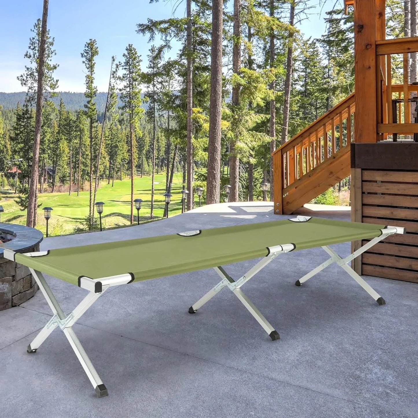 Camping Cot, with Carry Bag, Green