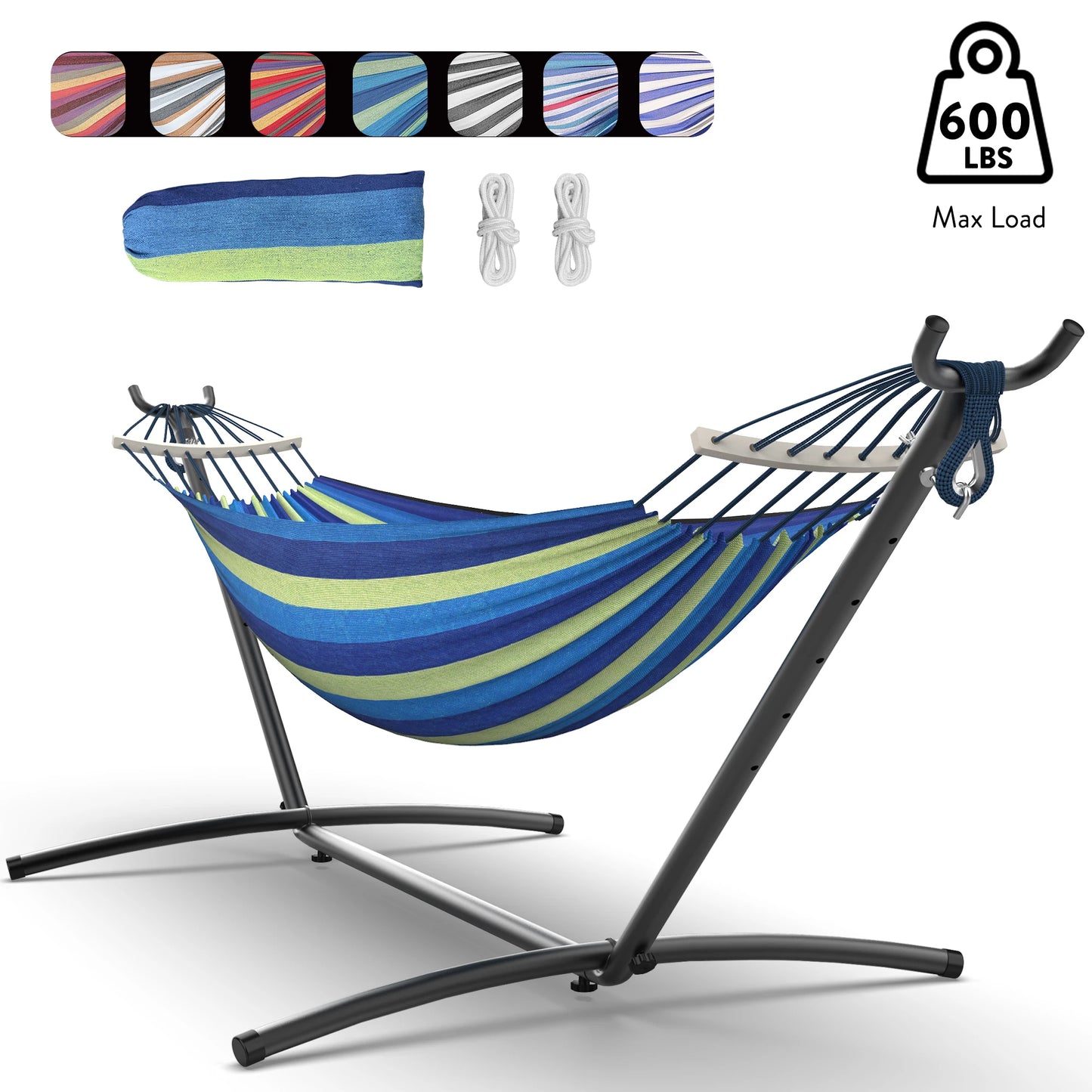 Adjustable Stand Hammock with Storage Bag – 600 lb Capacity