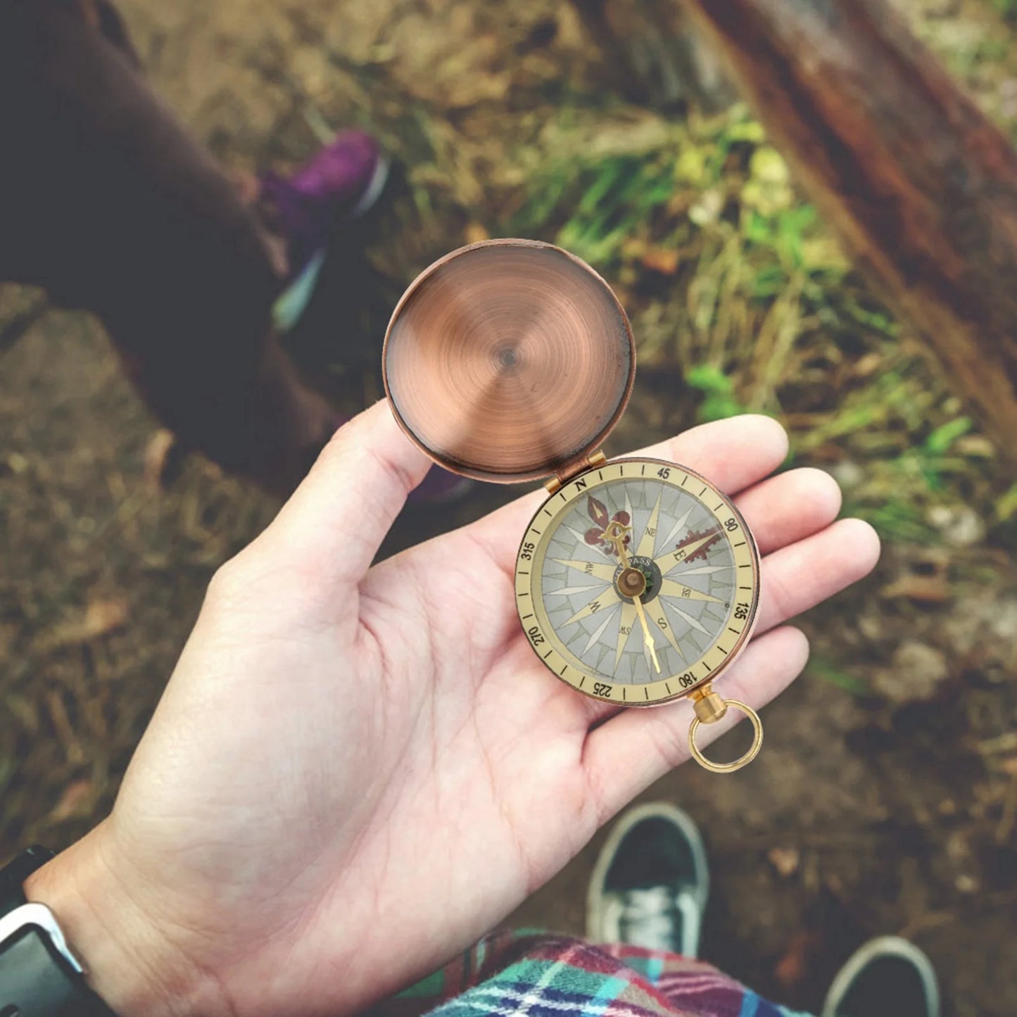 Vintage Retro Metal Copper Compass