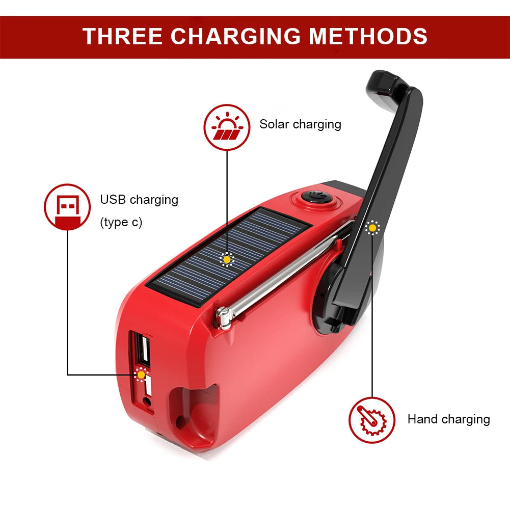 Solar & Hand Crank Emergency Radio with LED Lights