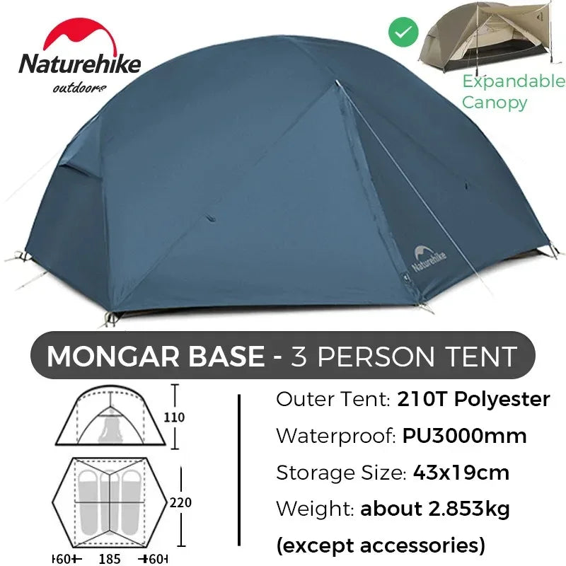 Camping Tent 2-3 People 210T Polyester 3 Season Tent