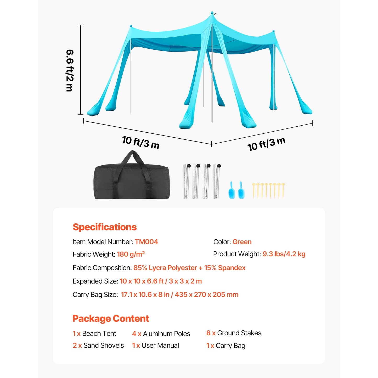 Beach Tent Sun Shelter UPF50+ Sun Protection