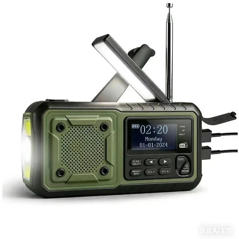 FM Emergency Radio with Crank Battery, Solar Radio