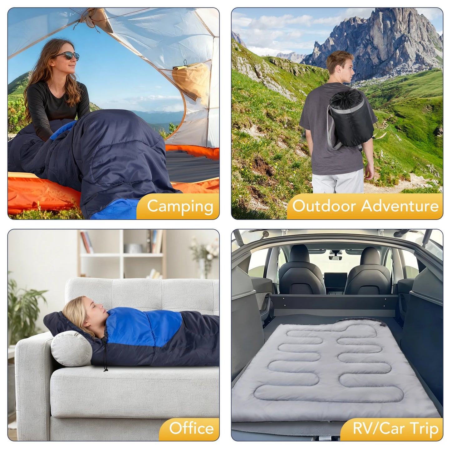 3-Season Cotton Camping Sleeping Bag – Splicing Double