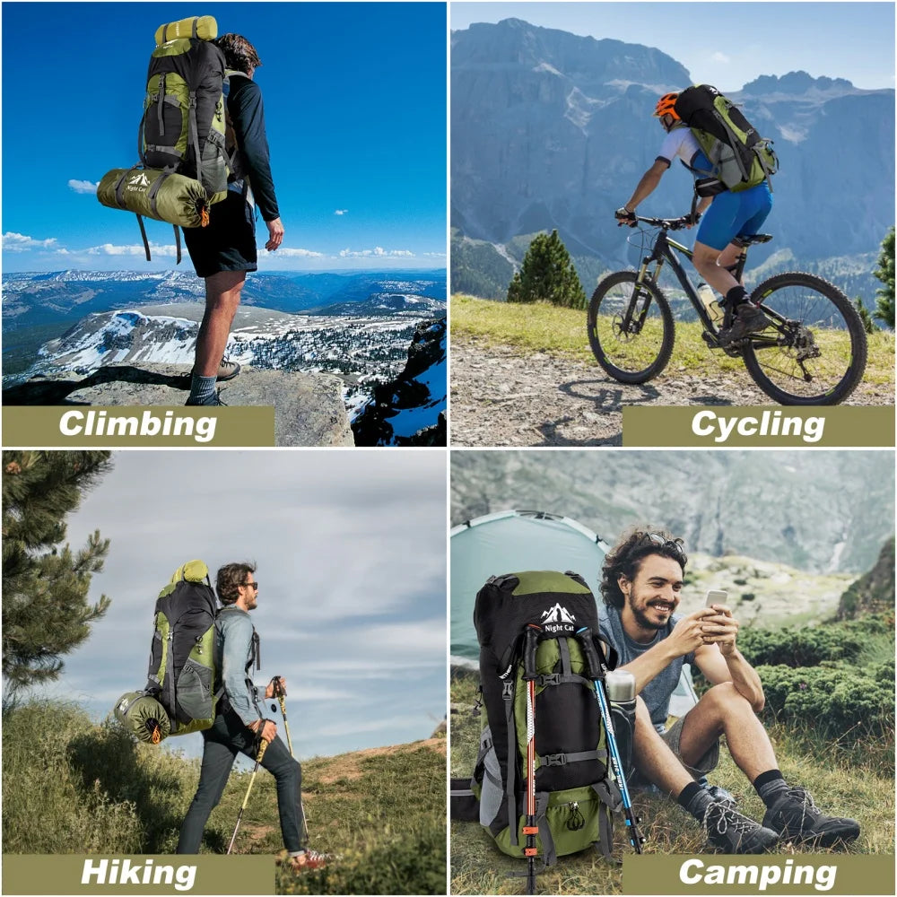 Night Cat Hiking Backpack – Lightweight Packable Pack with Rain Cover, No Frame