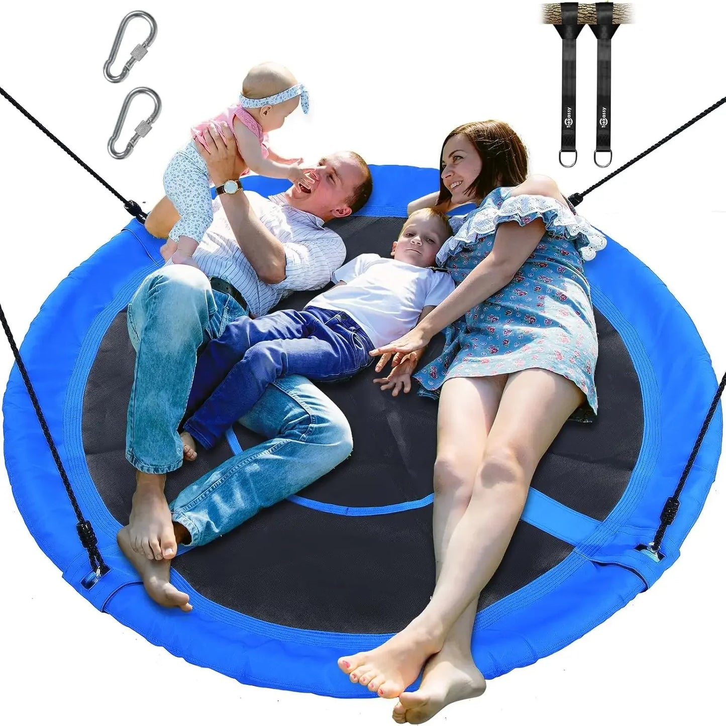 60" Saucer Tree Swing with Hanging Straps — Waterproof, Easy Assembly