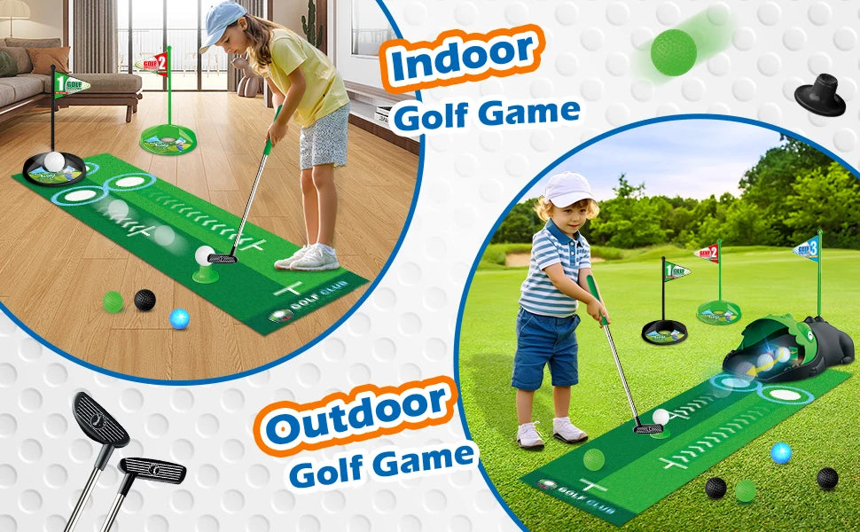 Kids Toy Golf Club Set with LED Automatic Ball Returner