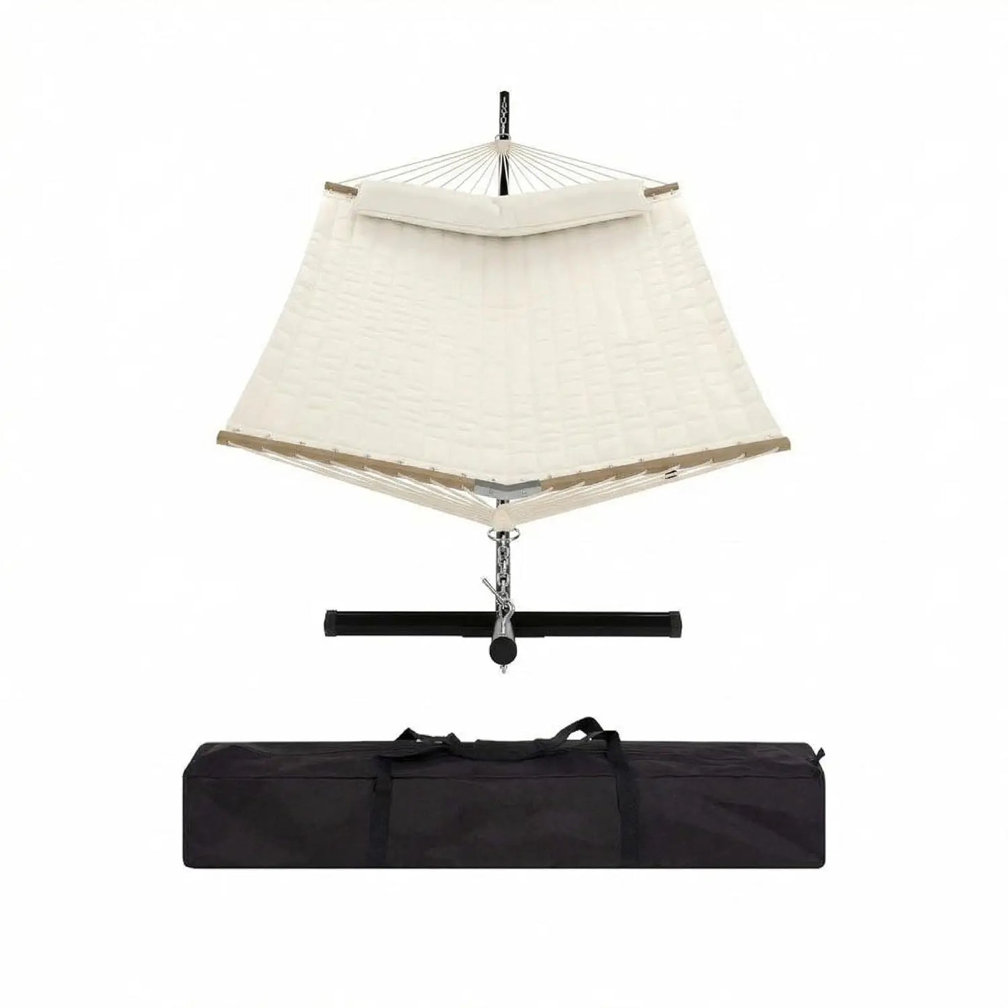 2-Person Padded Polyester Hammock w/ Stand 450 LB Steel Frame and Carry Bag