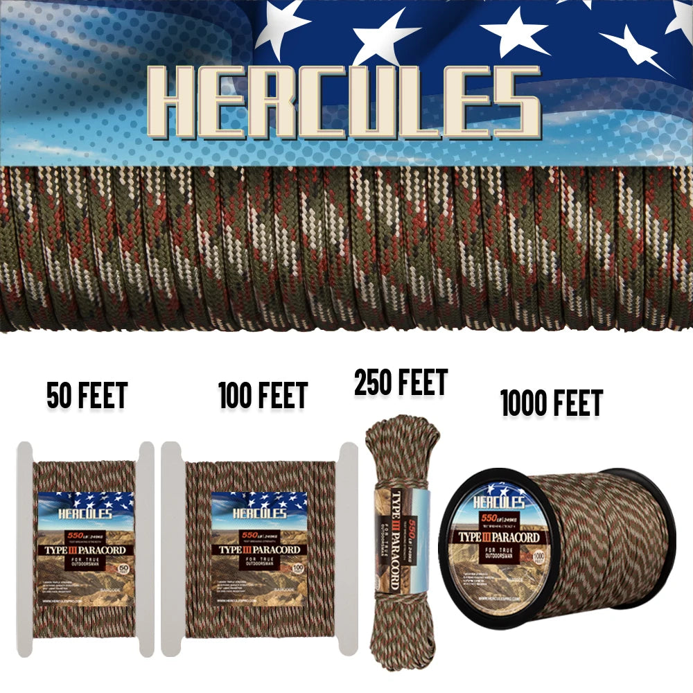 550 Paracord Rope | 7-Core | 4mm | 100ft–1000ft | Camping, Survival & Tent Rigging