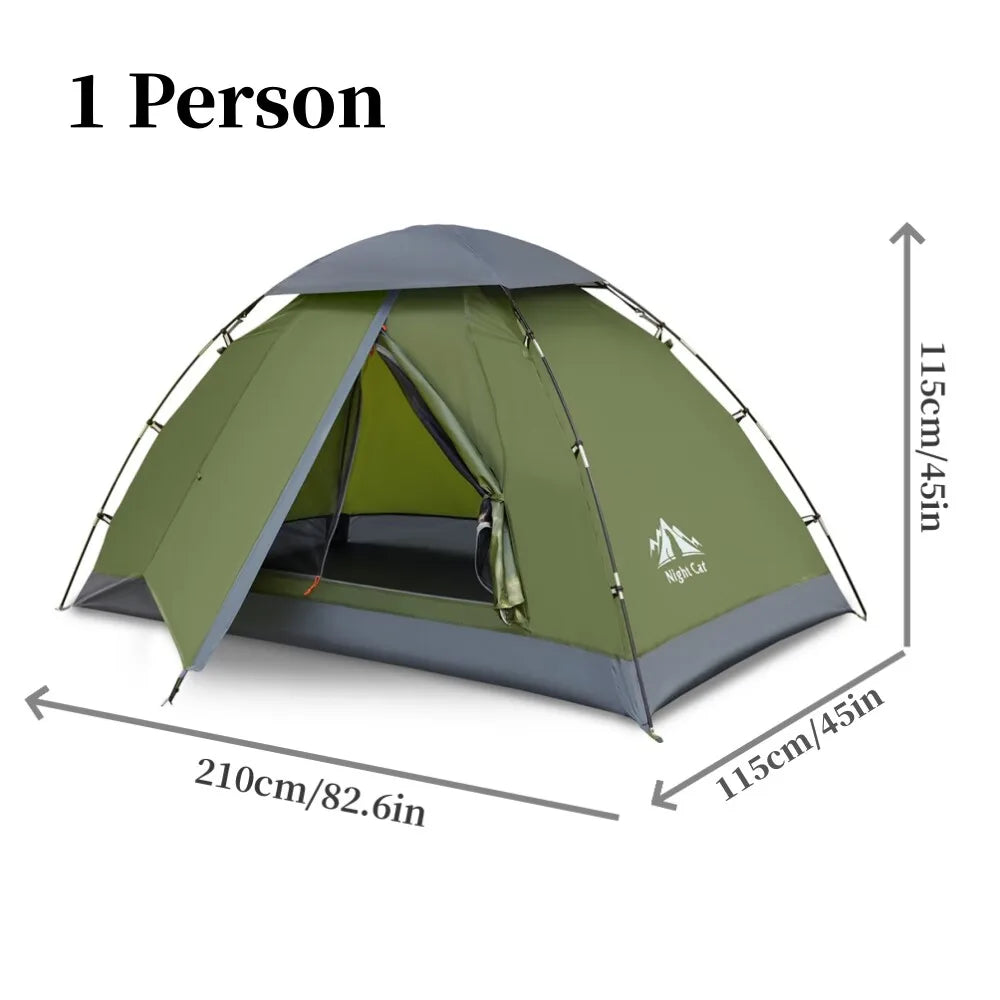 Night Cat #8614 Lightweight Backpacking Tent — 4-Season, 3000mm+ Waterproof, Carbon Fiber Poles