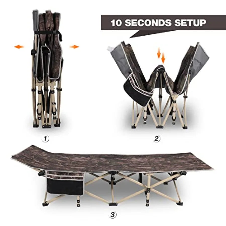 XL Camping Cot – 500 lb Capacity, All-Season