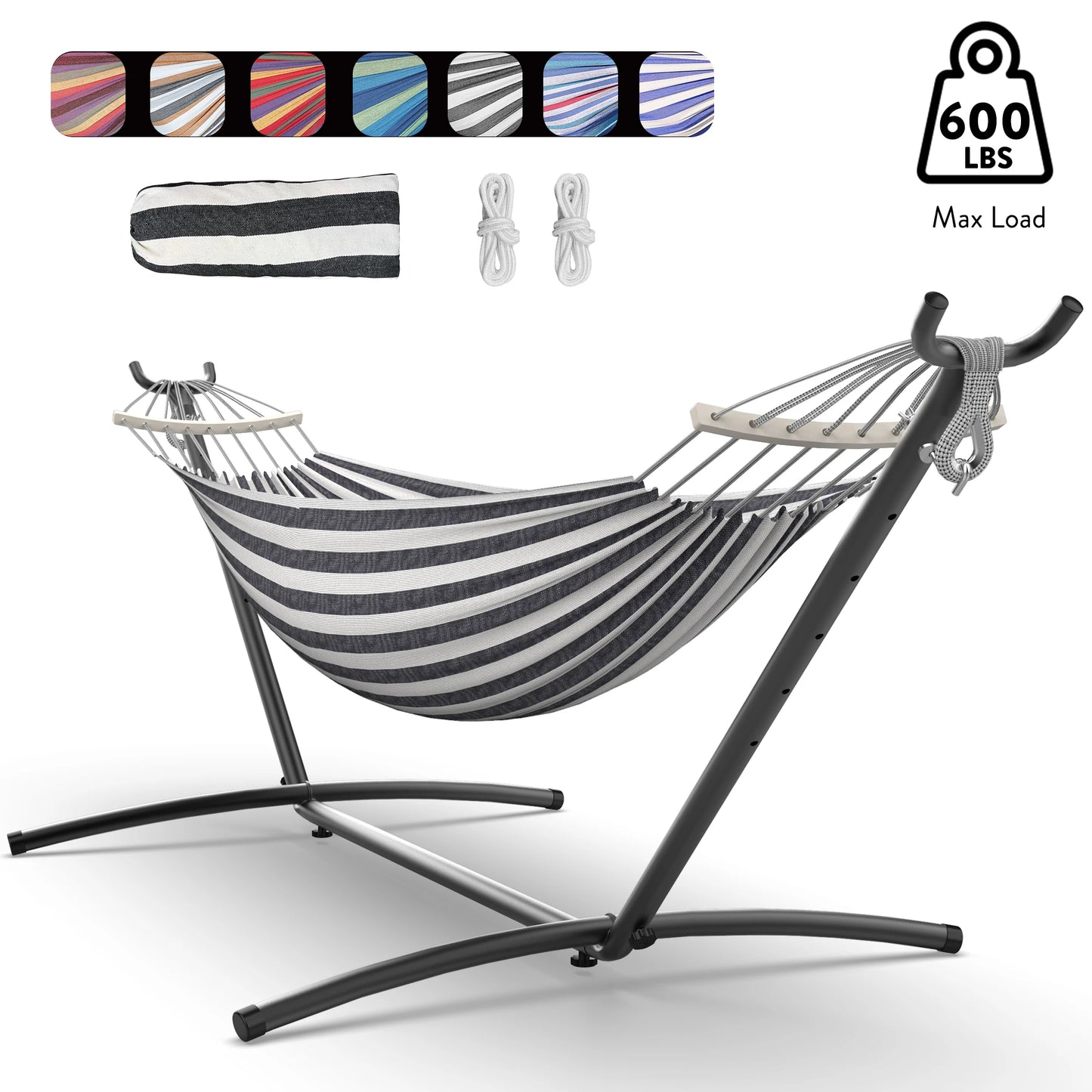 Adjustable Stand Hammock - 600lb Capacity with Storage Bag