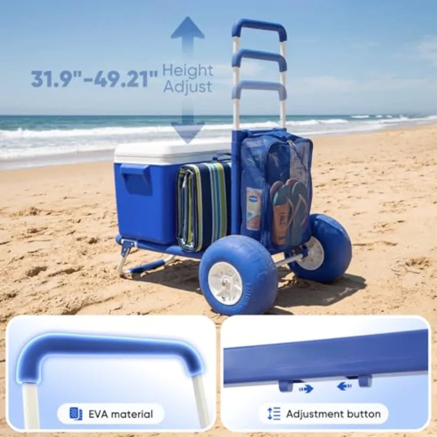 Heavy Duty Collapsible Beach Wagon with Balloon Tires