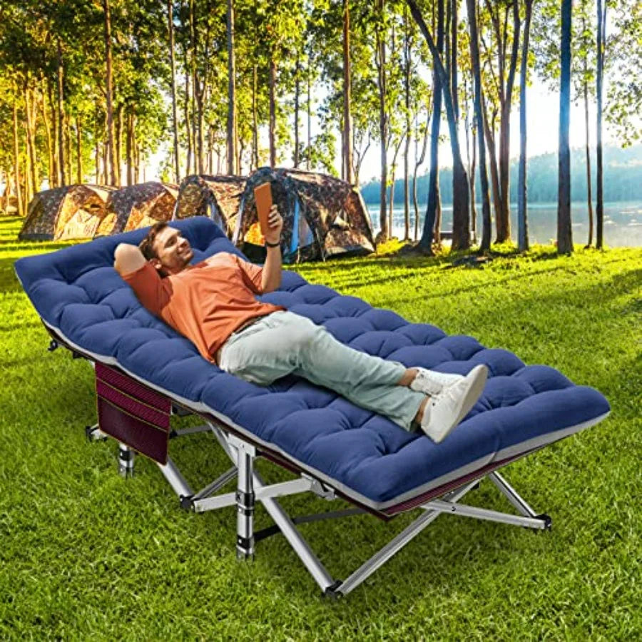 Extra Wide Camping Cot | Heavy-Duty 1200D Oxford Fabric Folding Camp Bed