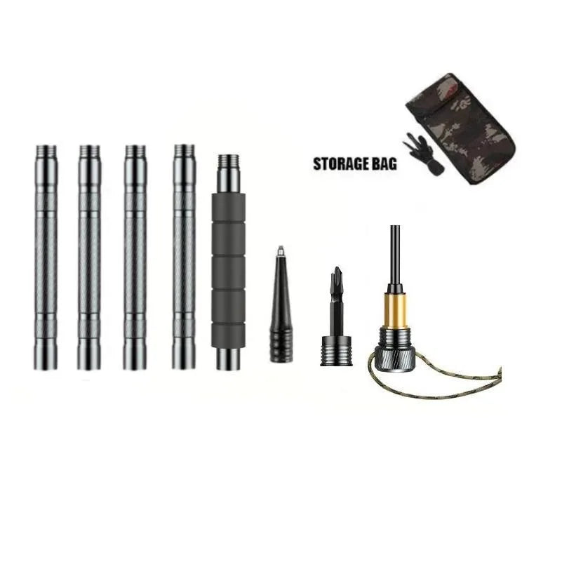 Multi-Purpose Trekking Pole with Compass, Flint and Screwdriver