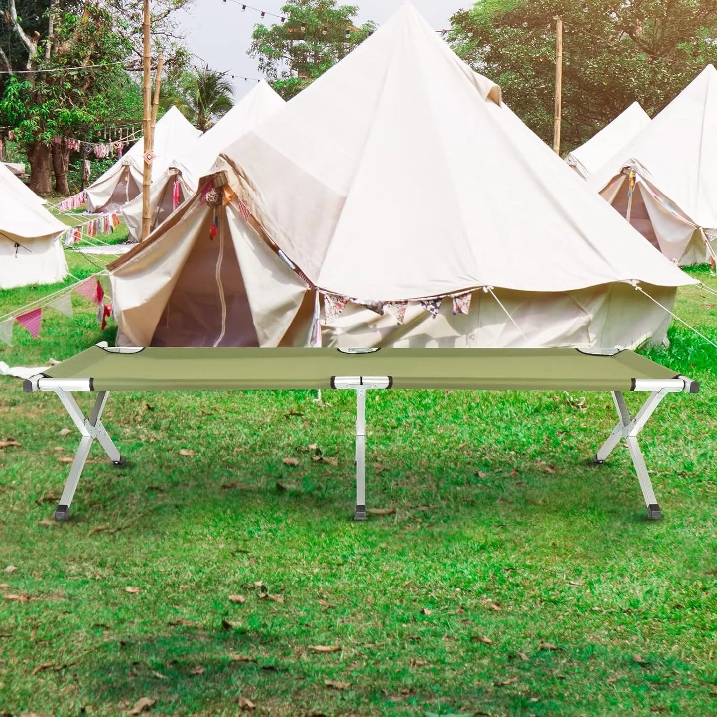 Camping Cot, with Carry Bag, Green