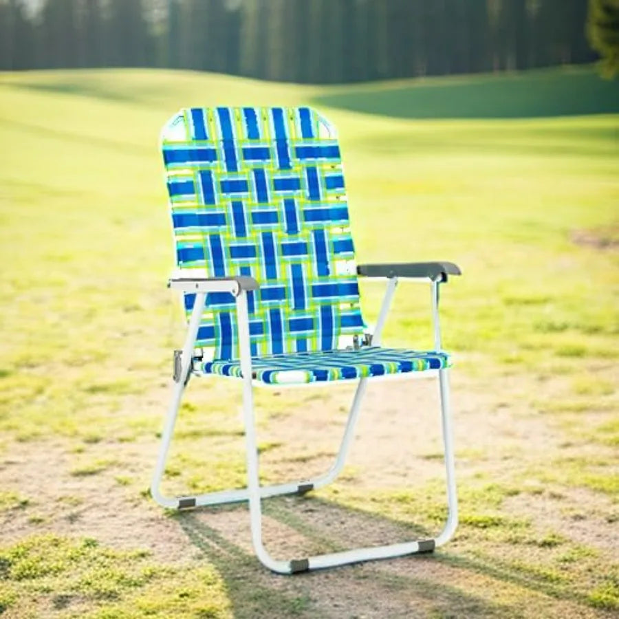 Outdoor webbed folding chairs set of 2