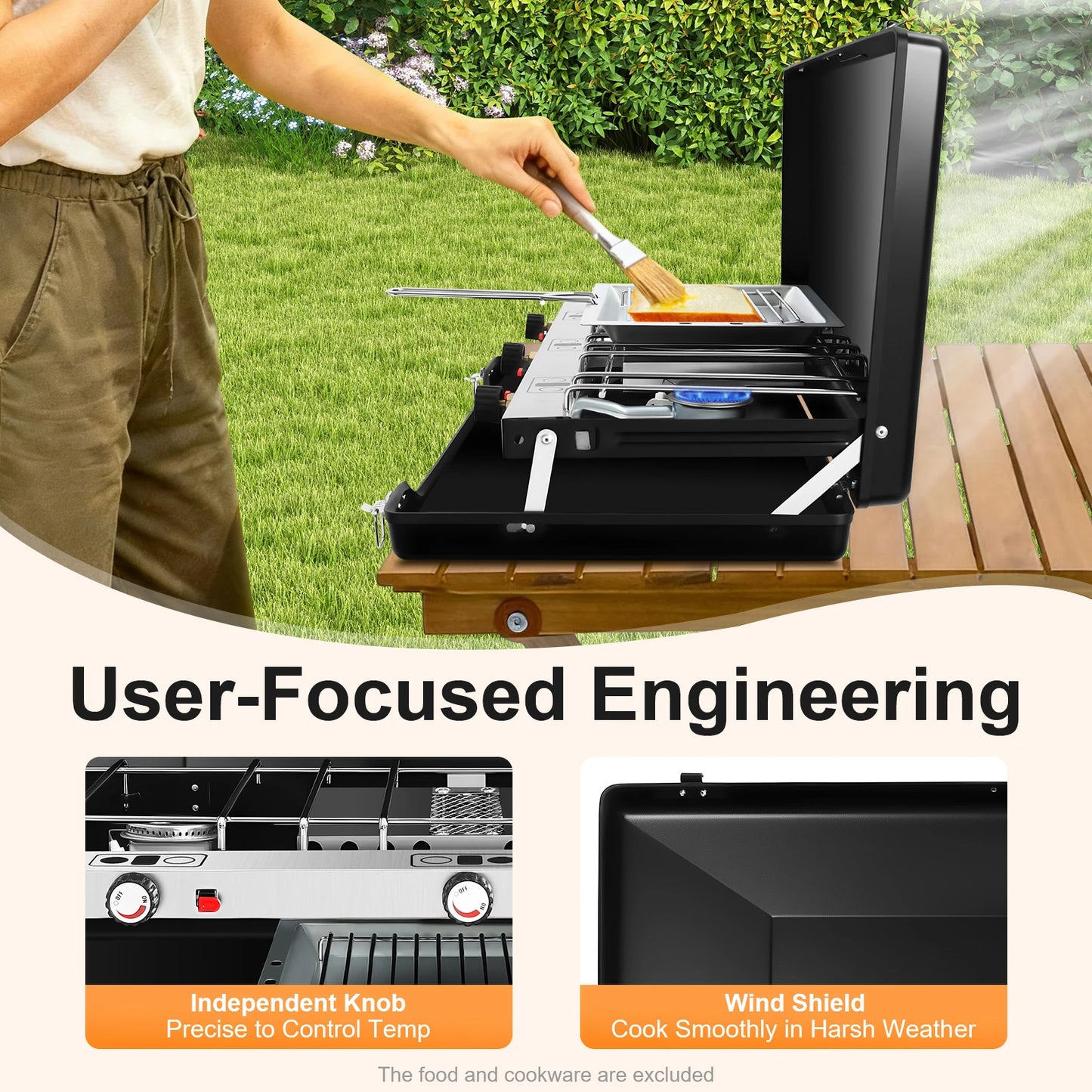 Portable 3-Burner Gas Camping Stove | 4.5KW | Piezo Ignition | Windproof | Tabletop
