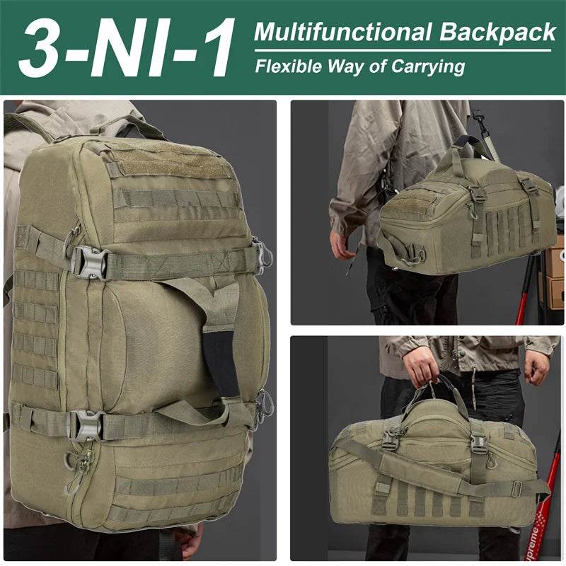 3-Way Tactical Duffel Backpack – 30L / 45L / 80L MOLLE Bag