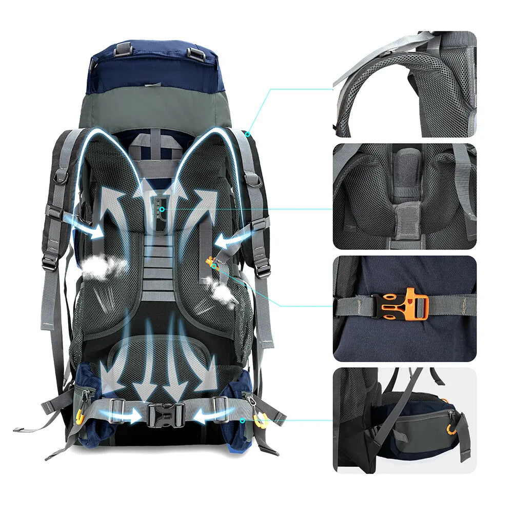 Night Cat 70L / 90L Hiking Backpack with Internal Frame – Waterproof & Lightweight