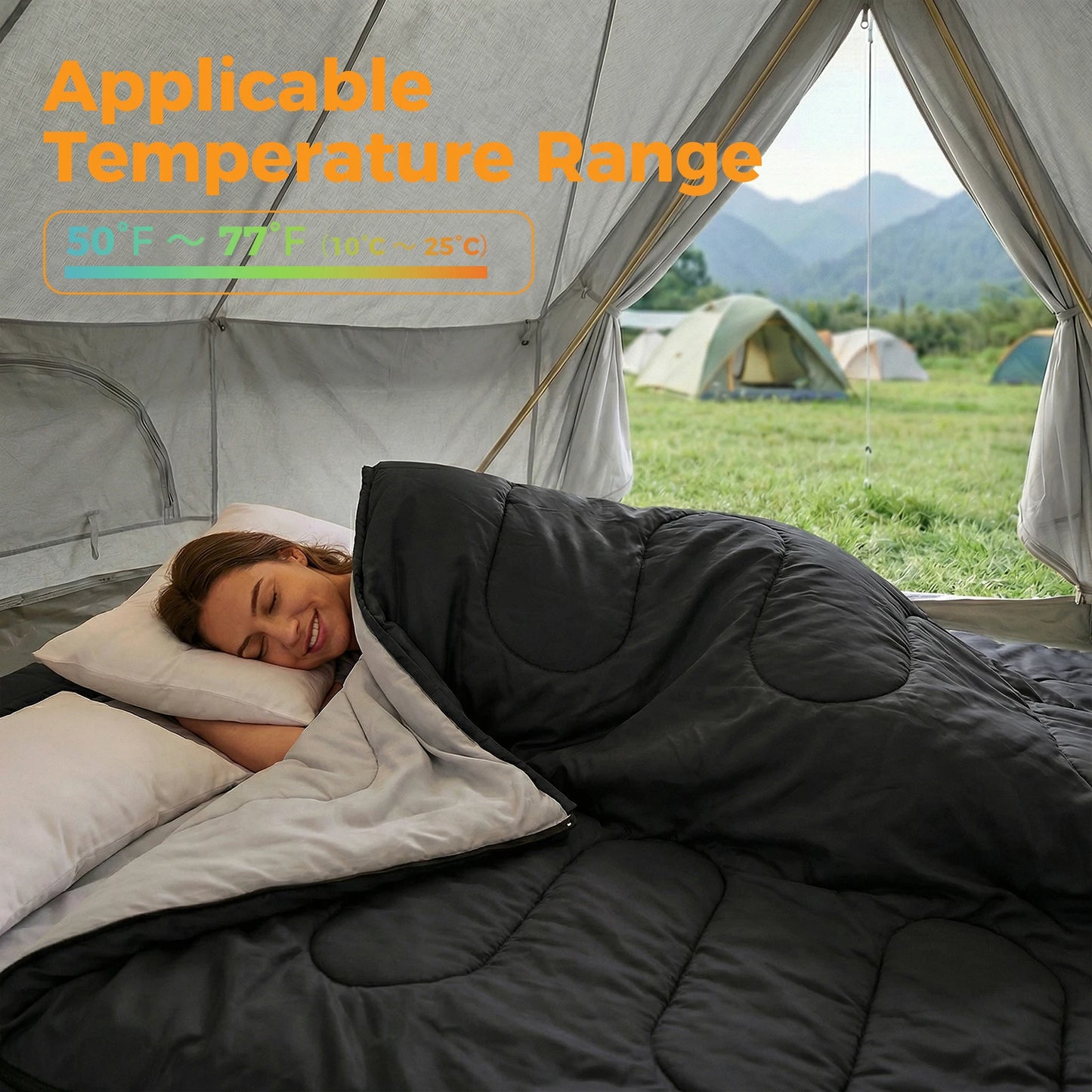 JHK Double Sleeping Bag for Adults with Pillow – 3 Season Lightweight 2-Person Camping Bag