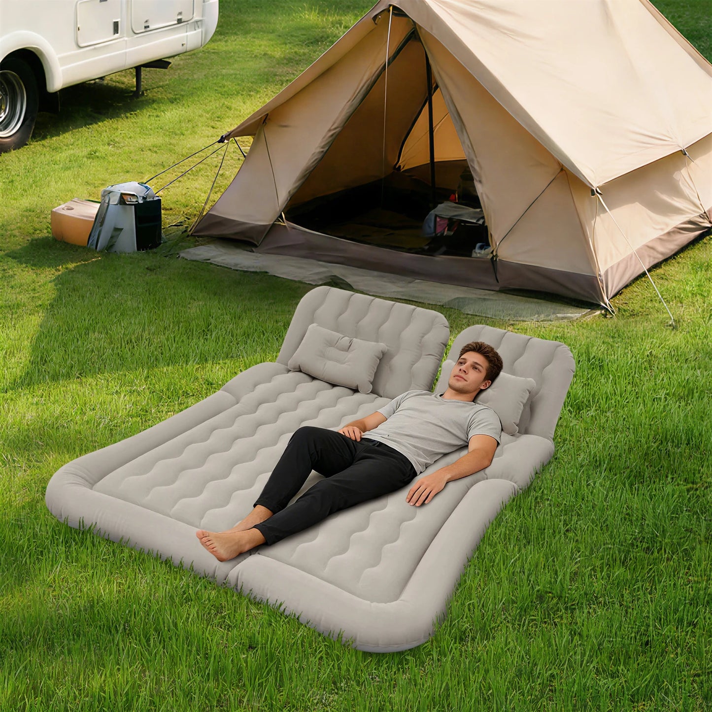 Camping Inflatable SUV Mattress – Portable Car Air Bed, 1.74 x 1.26m, 300kg Capacity