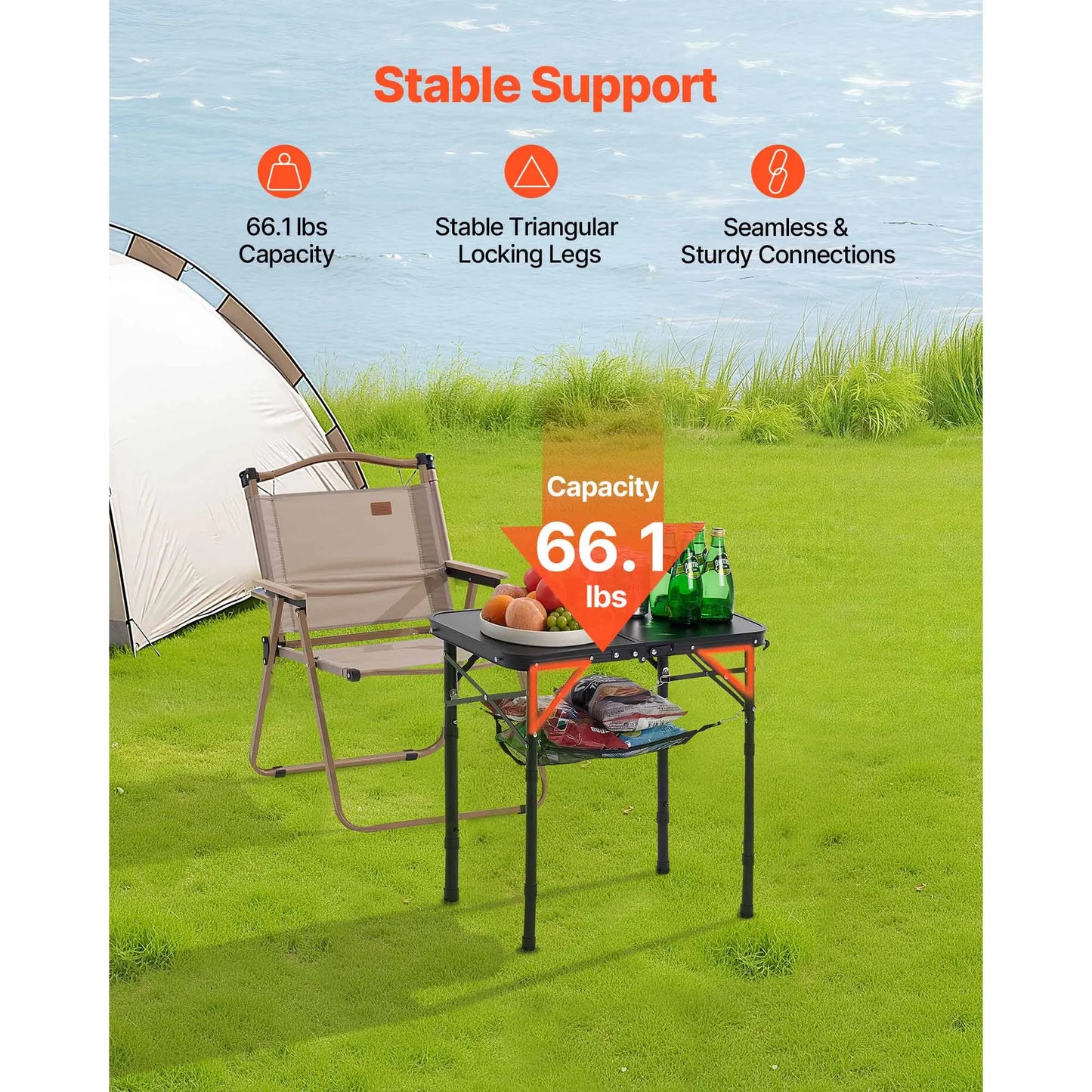 Folding ,Adjustable Height Camping Table