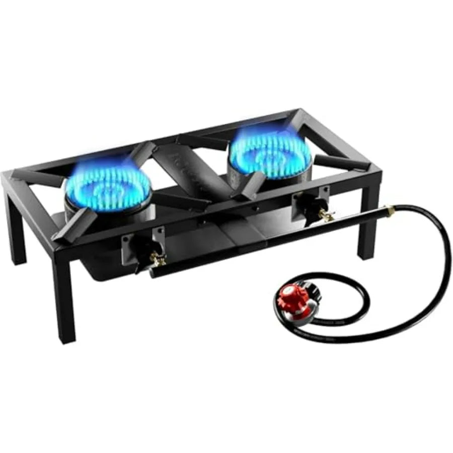 Stainless Steel, Black, High-Pressure Double Burner