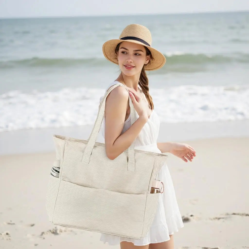 Extra Large Waterproof Beach Tote with Wet Compartment