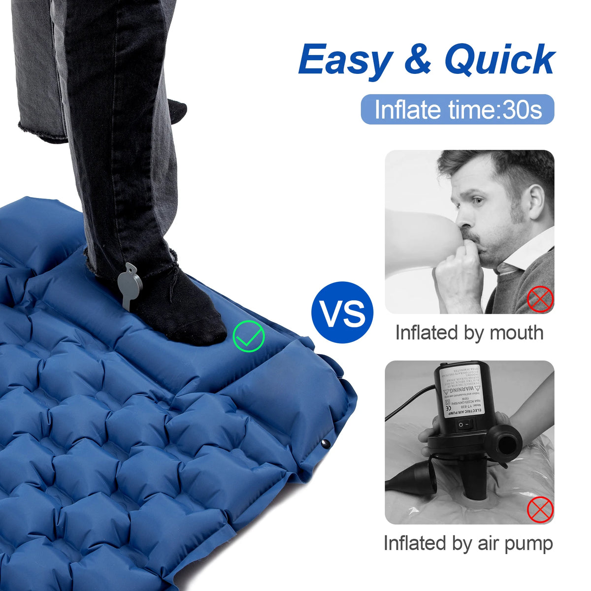 Waterproof Ultralight Inflatable Sleeping Pad — TPU Air Mat with Pillow & Built-In Pump