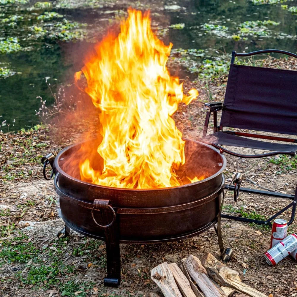 36 Inch Fire Pit with Grill & Lid
