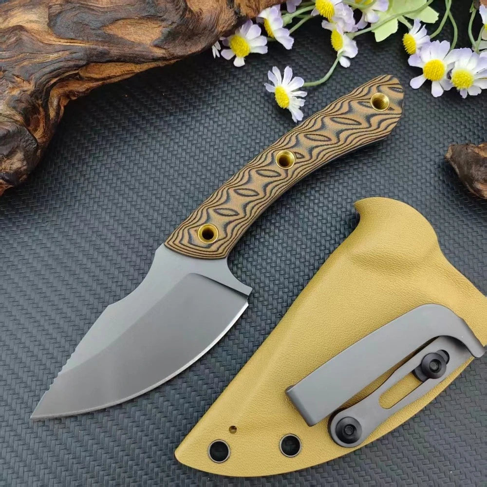 Durable G10 Utility Handle Fixed Blade Knife with Sheath