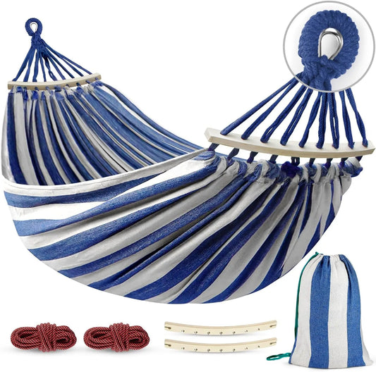 Hammock with Anti-Roll Balance Beam and Sturdy Metal Knot Straps