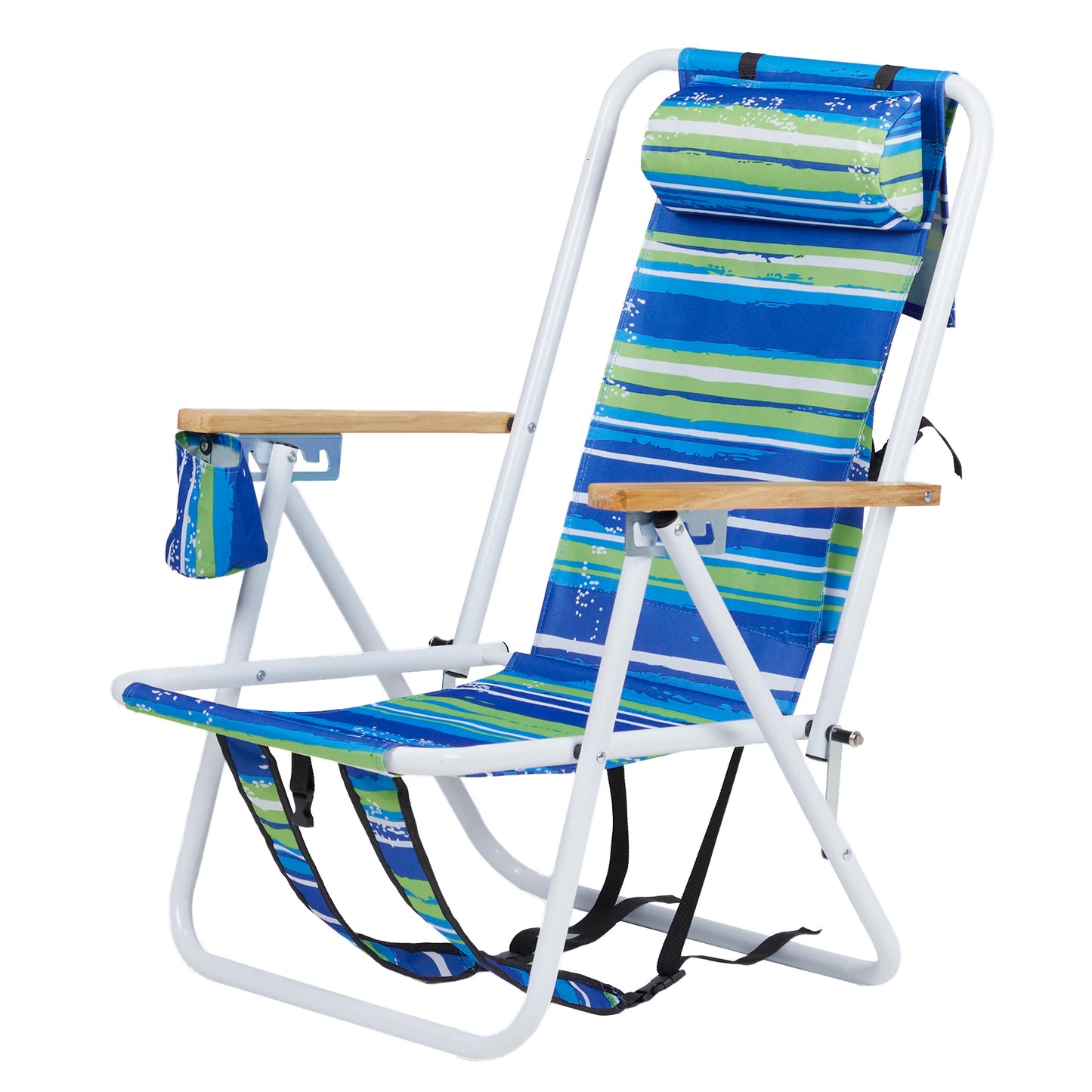 4 Position Beach Chair with Wooden Armrests