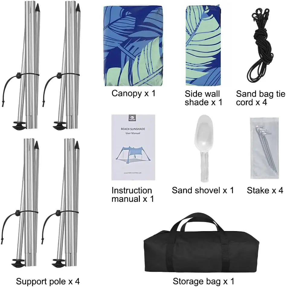Beach Canopy Tent Shade with Sidewalls 10x10FT