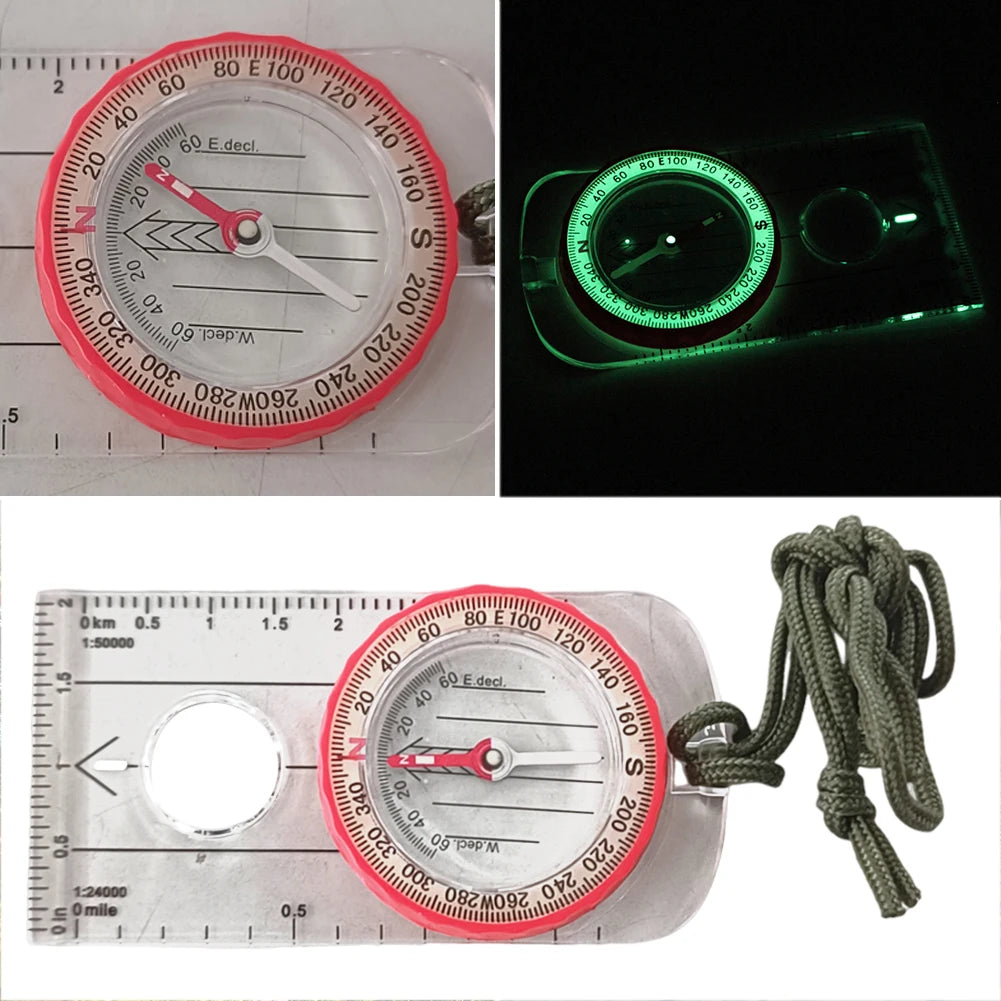 Luminous Compass for Hiking & Survival – Waterproof, Glow-in-the-Dark, Aluminum Housing