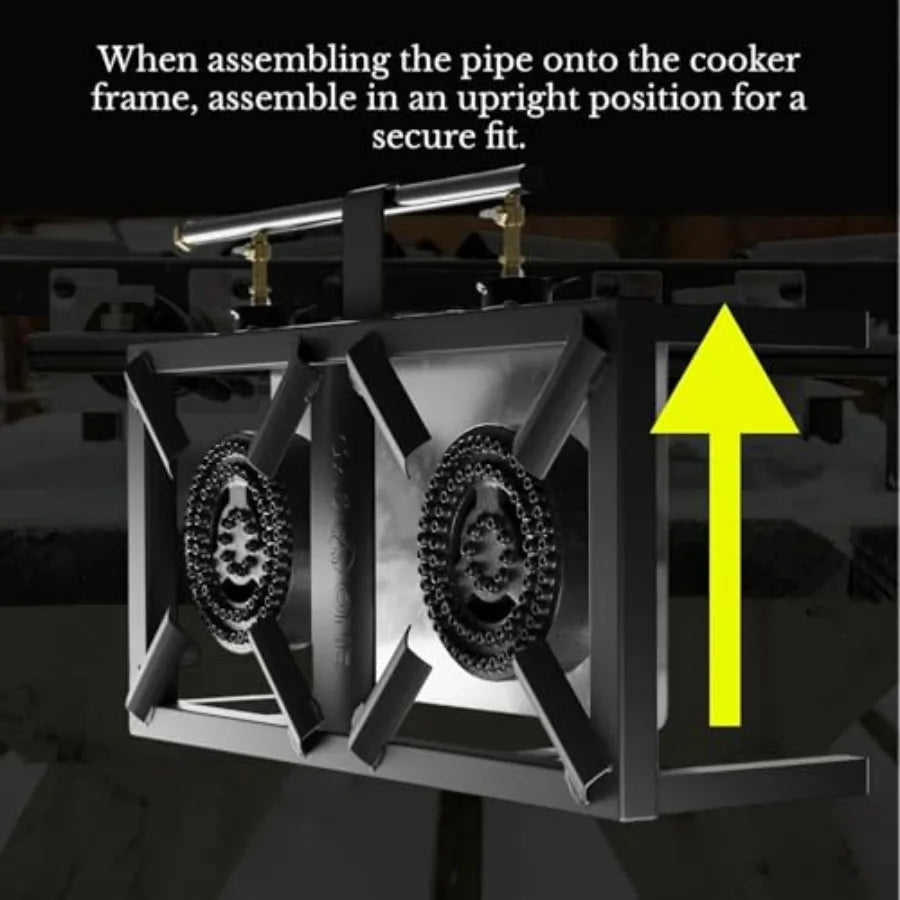 Stainless Steel, Black, High-Pressure Double Burner