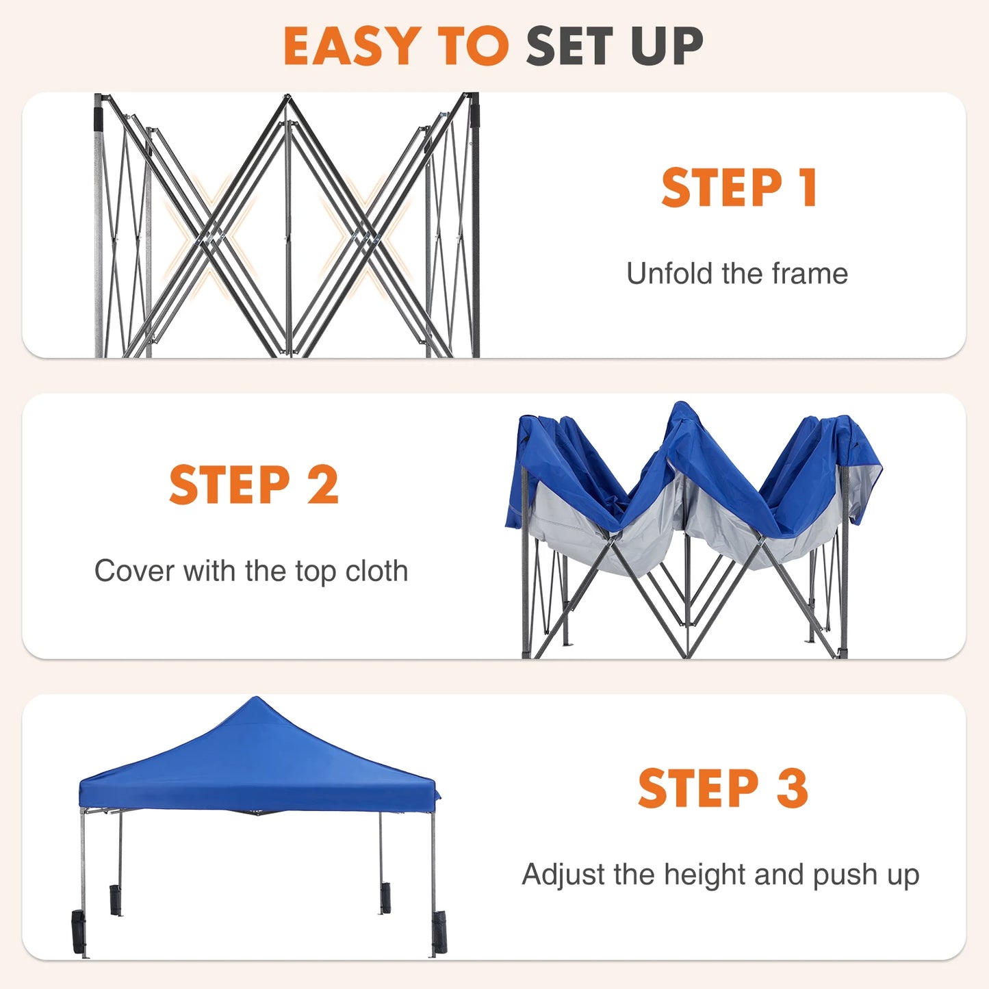 JHK 10x10ft Pop Up Outdoor Canopy Tent Easy Setup Shade Instant Portable Sun Shelter Canopy Tent with Sand Bags for Camping and Commercial Events