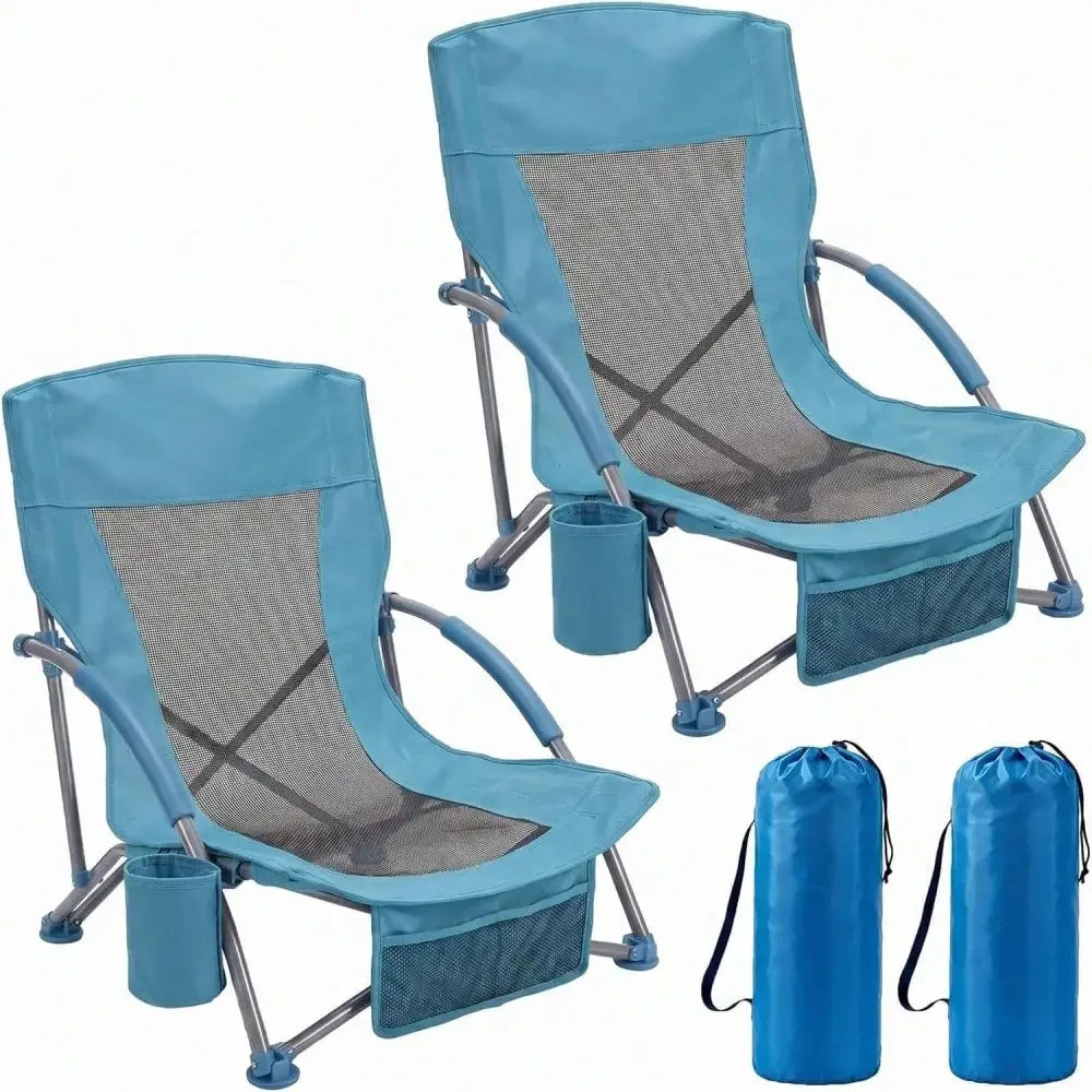 Low Beach Chair 2 Pack, Extra Wide Seat