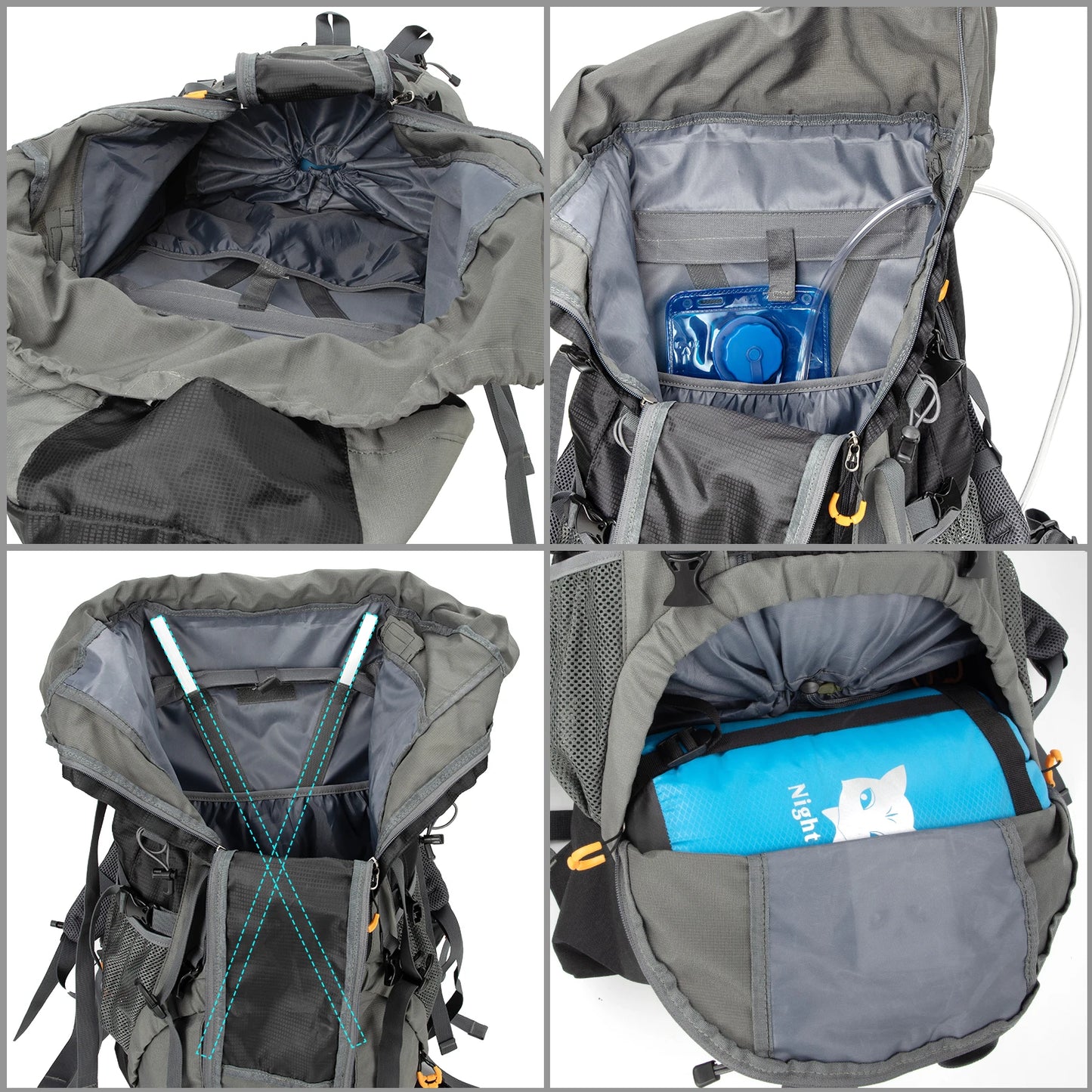 Night Cat 70L / 90L Hiking Backpack with Internal Frame – Waterproof & Lightweight