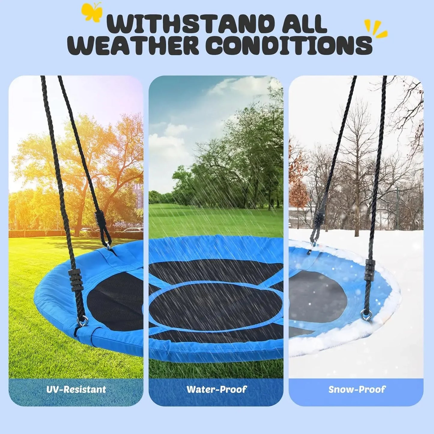 60" Saucer Tree Swing with Hanging Straps — Waterproof, Easy Assembly