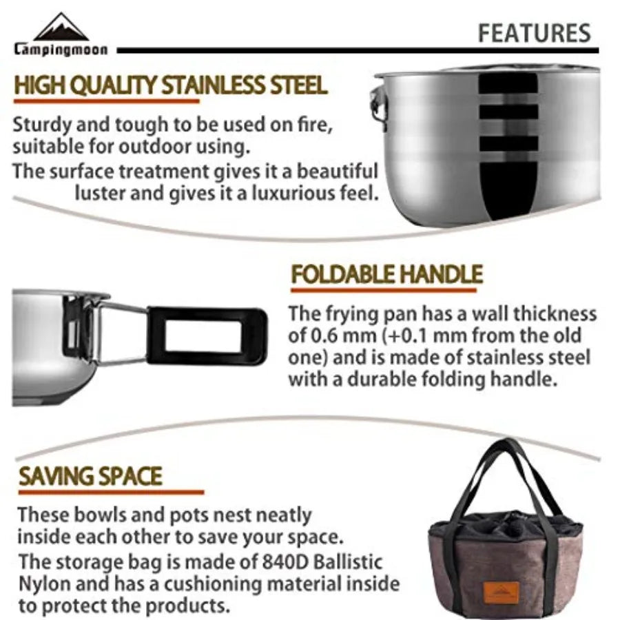 Stainless Steel Camping Cookware
