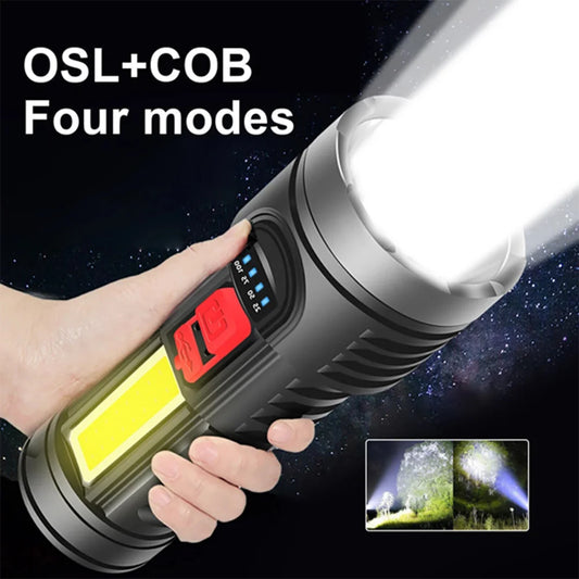 USB Rechargeable LED Flashlight 4-Modes