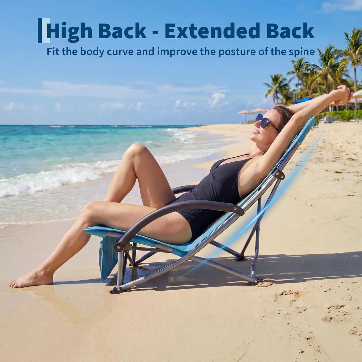High Beach Chair 2 Pack, Extra Wide Seat