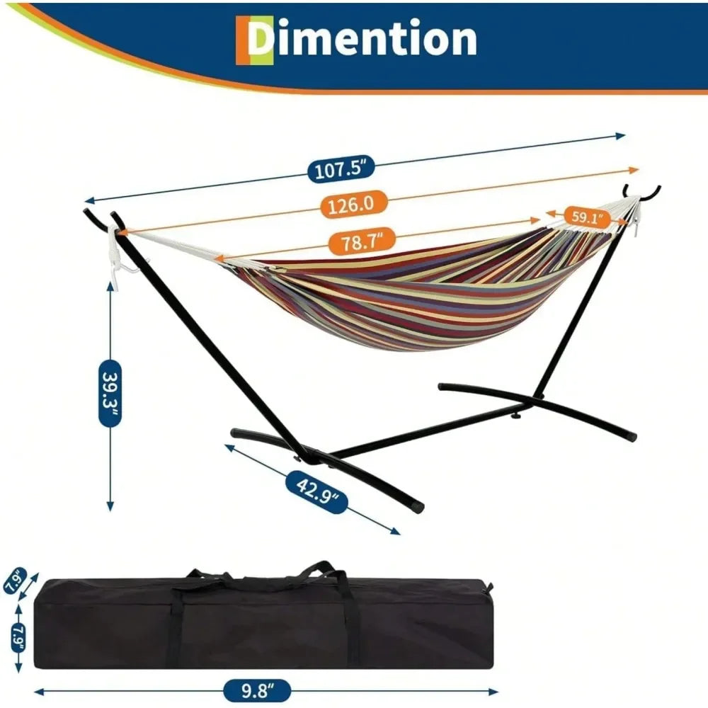 Hammock With Steel Stand, 660lbs Capacity With Travel Bag