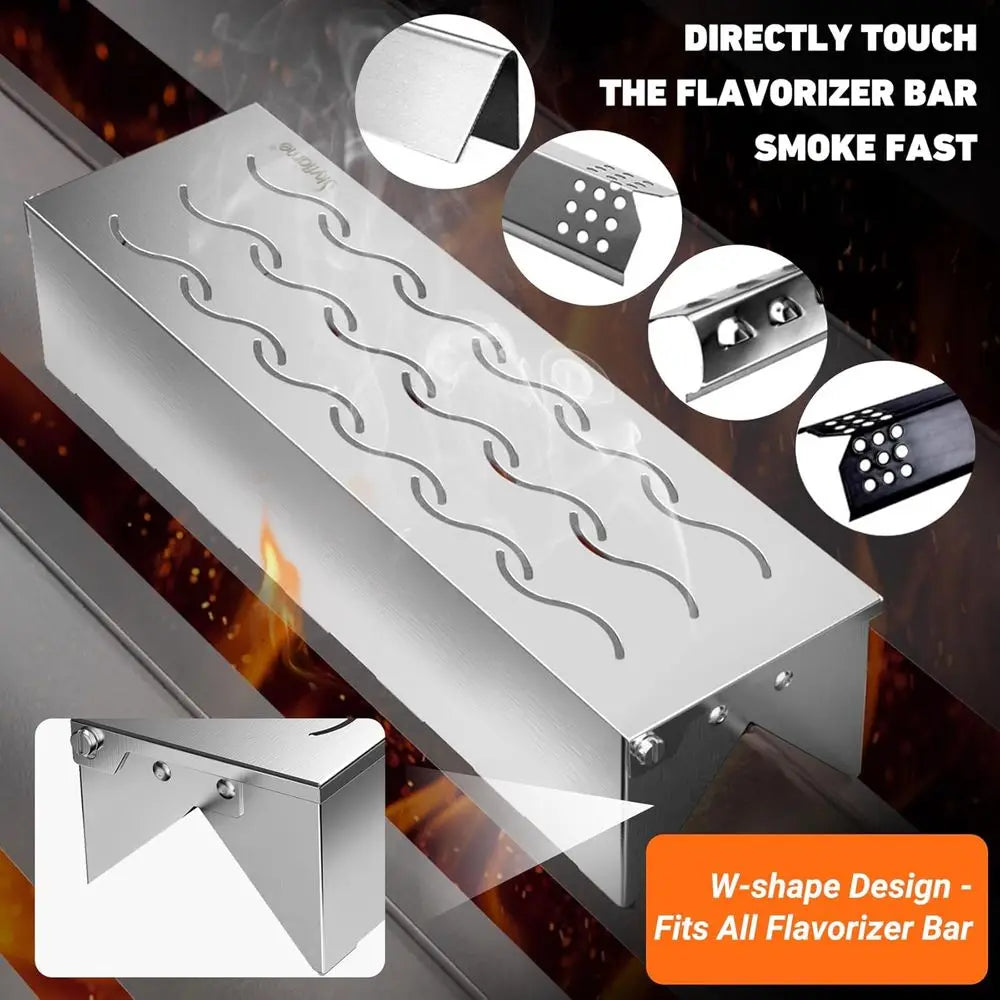 Wood Chip Smoker Box | Stainless Steel BBQ Smoke Box for Gas & Charcoal Grills