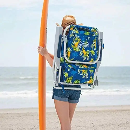 2-Pack Backpack Beach Chairs | Folding Cushioned Sand Chairs for Adults — Green