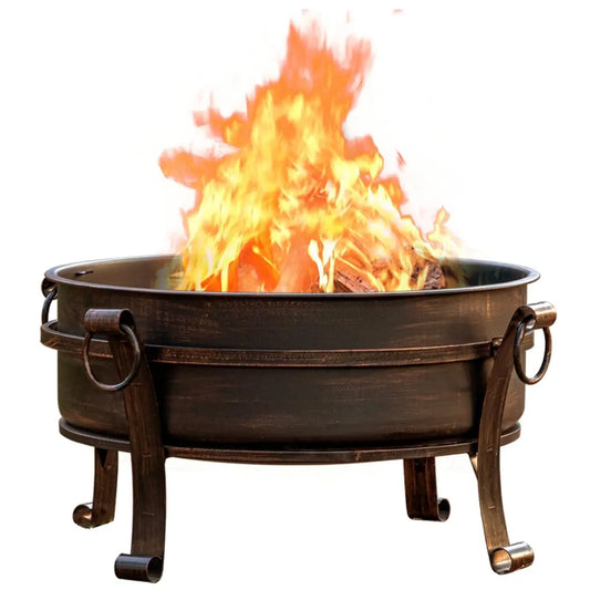 36 Inch Fire Pit with Grill & Lid, Fireplace & Round Table