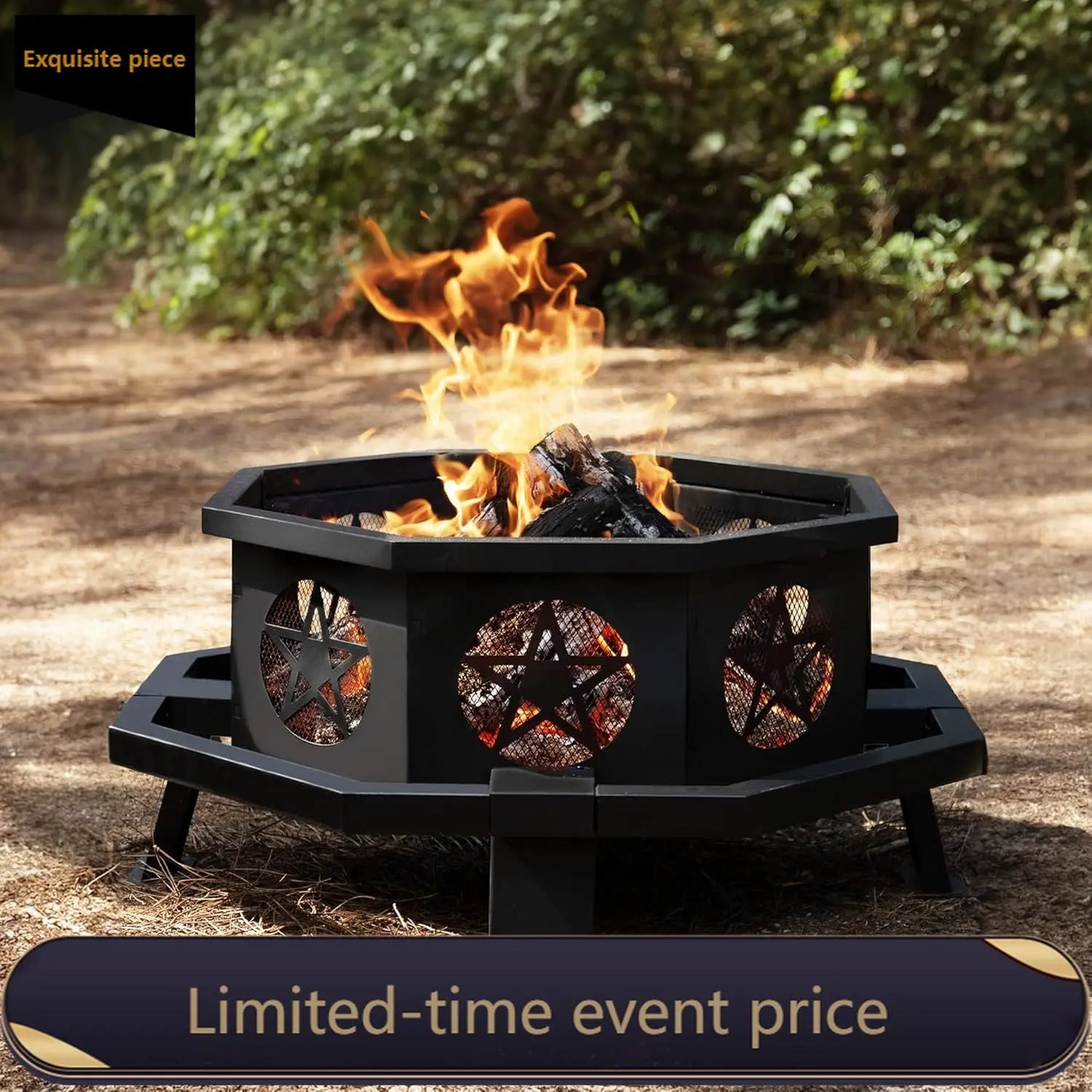 Outdoor Fire Pit with Cooking Grill for Backyard
