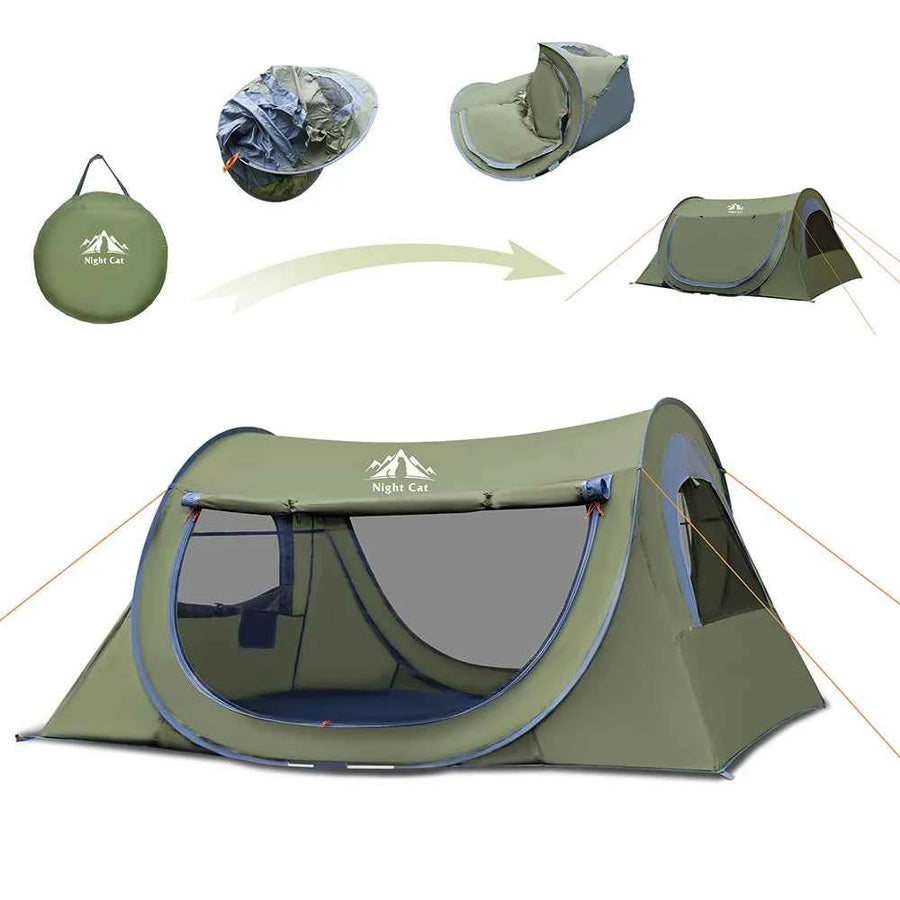Night Cat ZP-39-2P-AGN Pop-Up Camping Tent | Waterproof Tunnel Tent